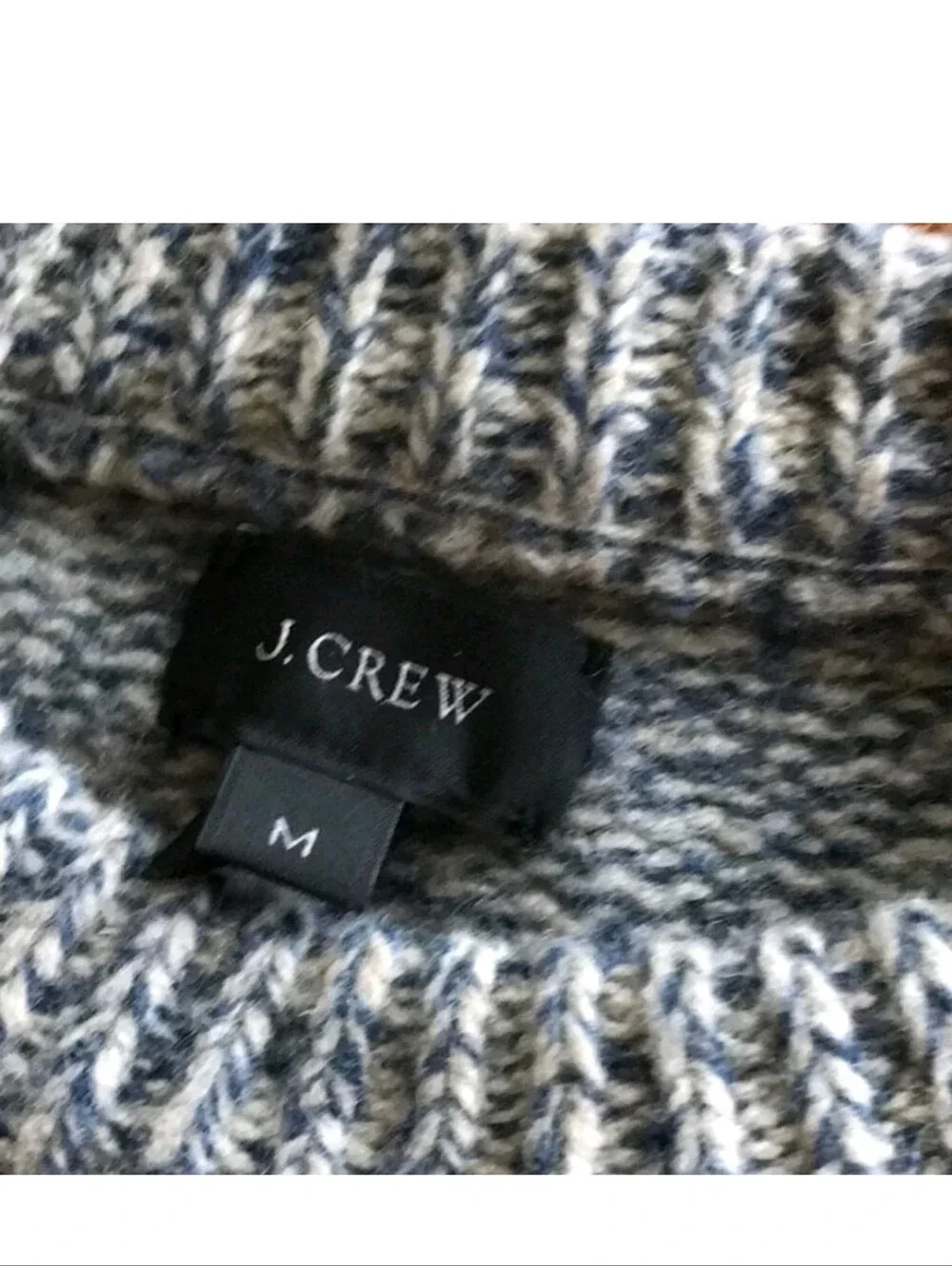 JCrew Lambswool Crewneck Sweater, Gray And Blue, Size Medium